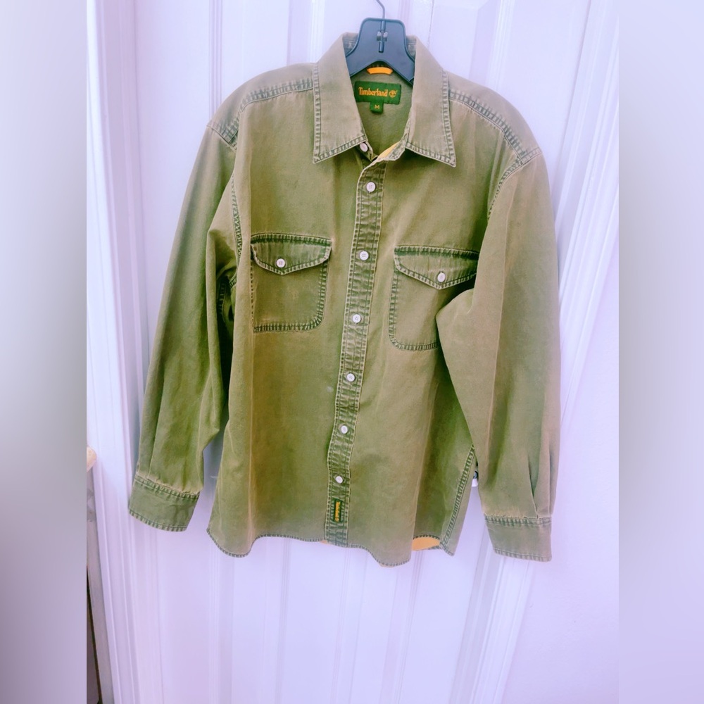 Timberland‎ Mens Vintage Y2K medium mustard yellow Fade Work Shirt